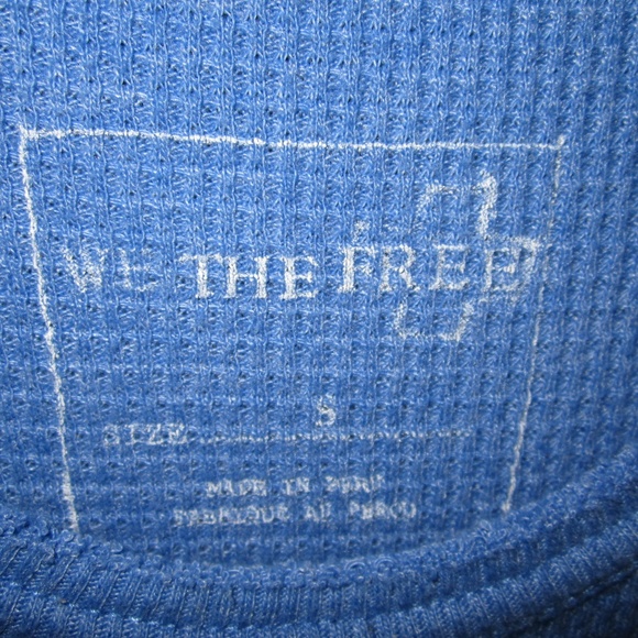 Free People | Waffle Knit Thermal Blue Oversized Swing. Sz S - Picture 3 of 4